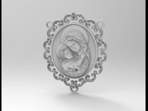 Ікона Марія з Ісусом для намиста та вервиці 3D Принт Модель