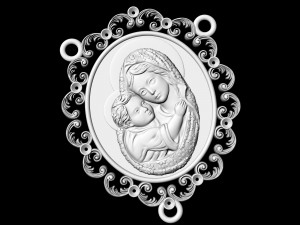 Icon Mary with Jesus for necklace and rosary Modelo de impresión 3D