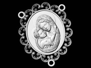 Icon Mary with Jesus for necklace and rosary Modelo de impresión 3D