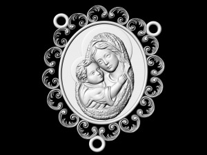 Icon Mary with Jesus for necklace and rosary Modelo de impresión 3D