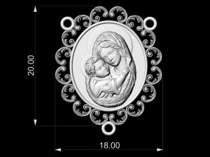 Ікона Марія з Ісусом для намиста та вервиці 3D Принт Модель