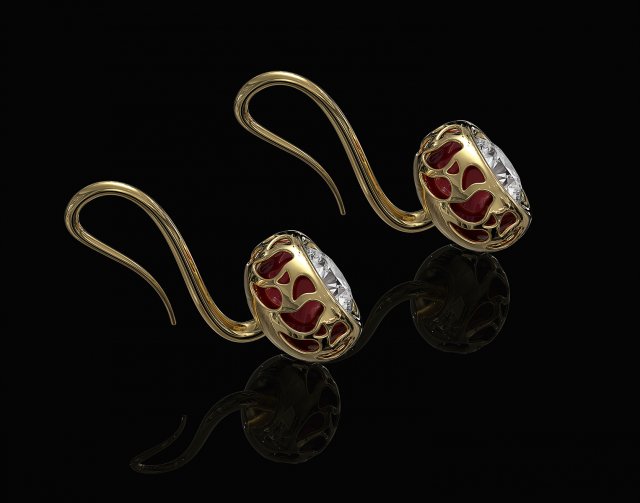 Enamel earrings with tall hook Modelo de impresión 3D .c4d .max .obj .3ds .fbx .stl .blend 