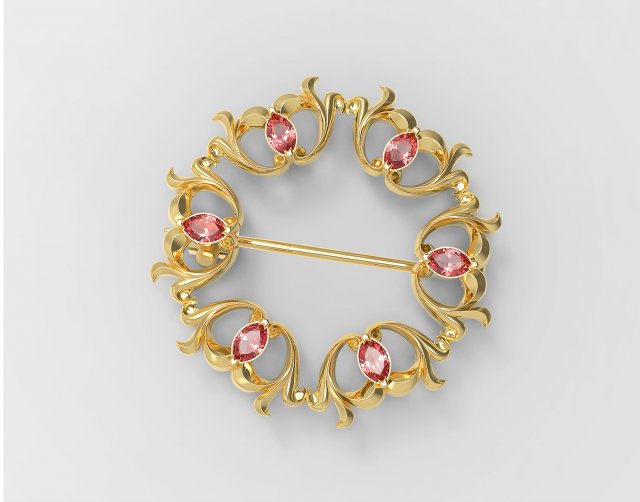 Pear stones brooch 3D Принт Модель .c4d .max .obj .3ds .fbx .stl .blend 
