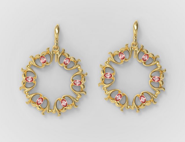 Pear stones earrings 3D Принт Модель .c4d .max .obj .3ds .fbx .stl .blend 