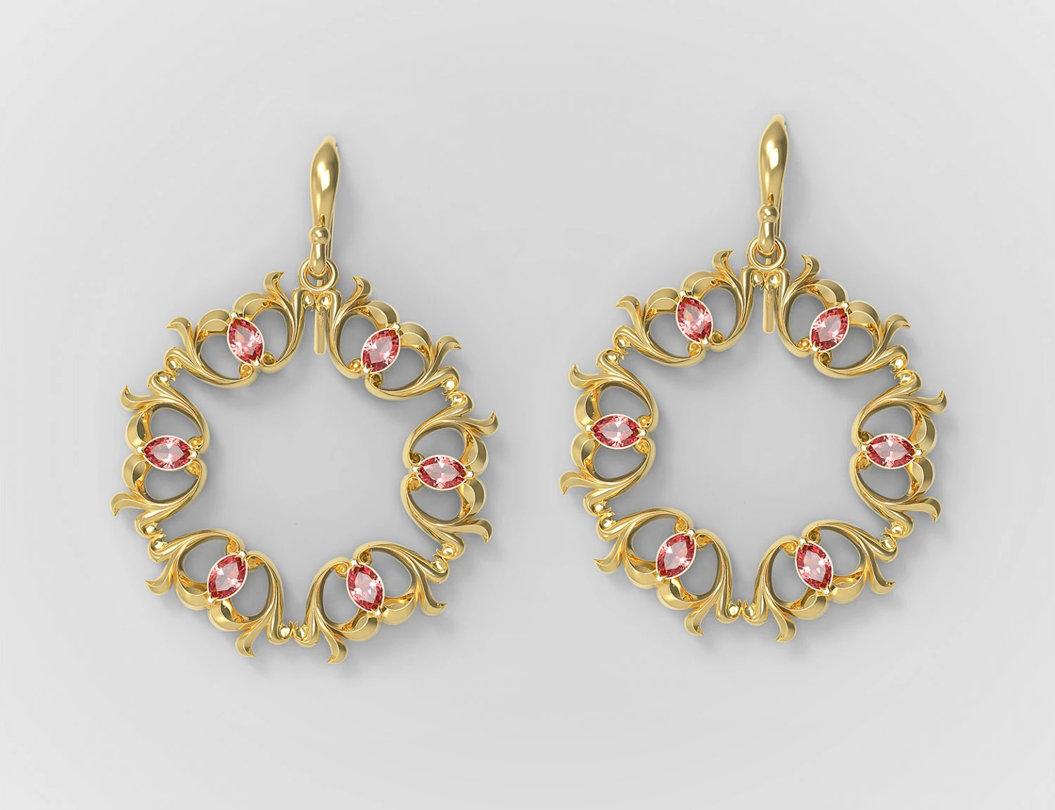 Pear stones earrings 3D Print Model .c4d .max .obj .3ds .fbx .stl .blend 
