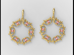Pear stones earrings 3D Print Model