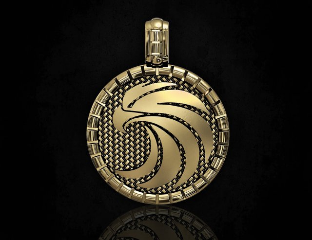 Round eagle pendant-v2 Model do druku 3D .c4d .max .obj .3ds .fbx .stl .blend 
