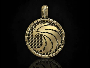 圆形老鹰吊坠-v2 3D 打印模型