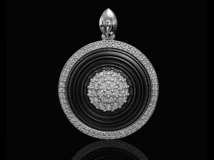 Swirl with central ball of gems pendant 3D-printmodel