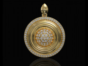 Swirl with central ball of gems pendant 3D-printmodel