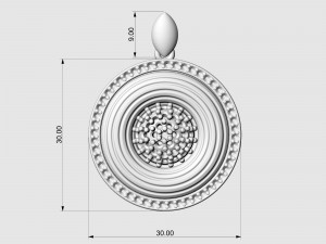Swirl with central ball of gems pendant 3D-printmodel