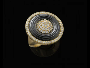 Вихор із центральною кулею з дорогоцінних каменів. Кільце 3D Принт Модель