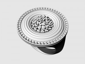 Swirl with central ball of gems Ring 3D 프린트 모델