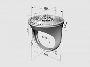 Swirl with central ball of gems Ring 3D 프린트 모델