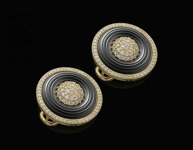 Вихор із центральною кулею з дорогоцінних каменів Сережки 3D Принт Модель .c4d .max .obj .3ds .fbx .stl .blend 