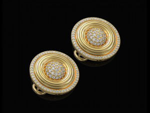 Swirl with central ball of gems Earrings 3D Print Model
