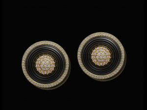 Swirl with central ball of gems Earrings 3D Print Model