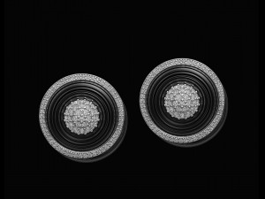 Swirl with central ball of gems Earrings 3D Print Model