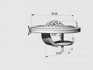 Вихор із центральною кулею з дорогоцінних каменів Сережки 3D Принт Модель
