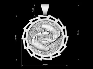Yin Yang-Crap fishes pendant 3D Print Model