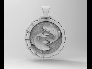 Yin Yang-Crap fishes pendant 3D Print Model