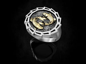 Кільце риби Інь Ян-Карп 3D Принт Модель