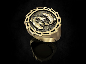 Yin Yang-Carp fishes Ring 3Dプリントモデル