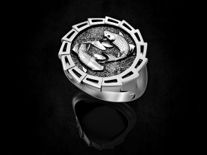 Yin Yang-Carp fishes Ring 3Dプリントモデル