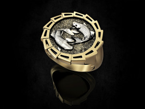 Yin Yang-Carp fishes Ring 3Dプリントモデル