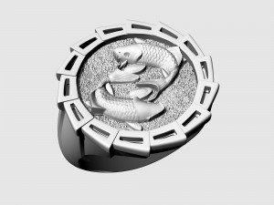 Yin Yang-Carp fishes Ring 3Dプリントモデル