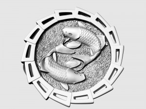 Yin Yang-Carp fishes Ring 3Dプリントモデル