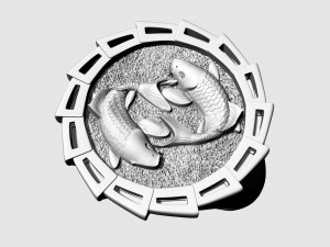 Yin Yang-Carp fishes Ring 3Dプリントモデル