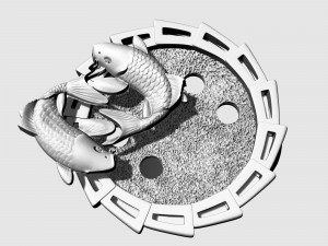 Yin Yang-Carp fishes Ring 3Dプリントモデル
