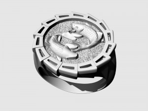 Yin Yang-Carp fishes Ring 3Dプリントモデル