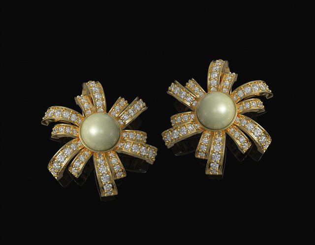 Pearl fan earrings Modèles 3D en vedette .c4d .max .obj .3ds .fbx .stl .blend 