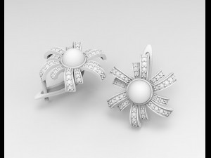 Pearl fan earrings Modèles 3D en vedette