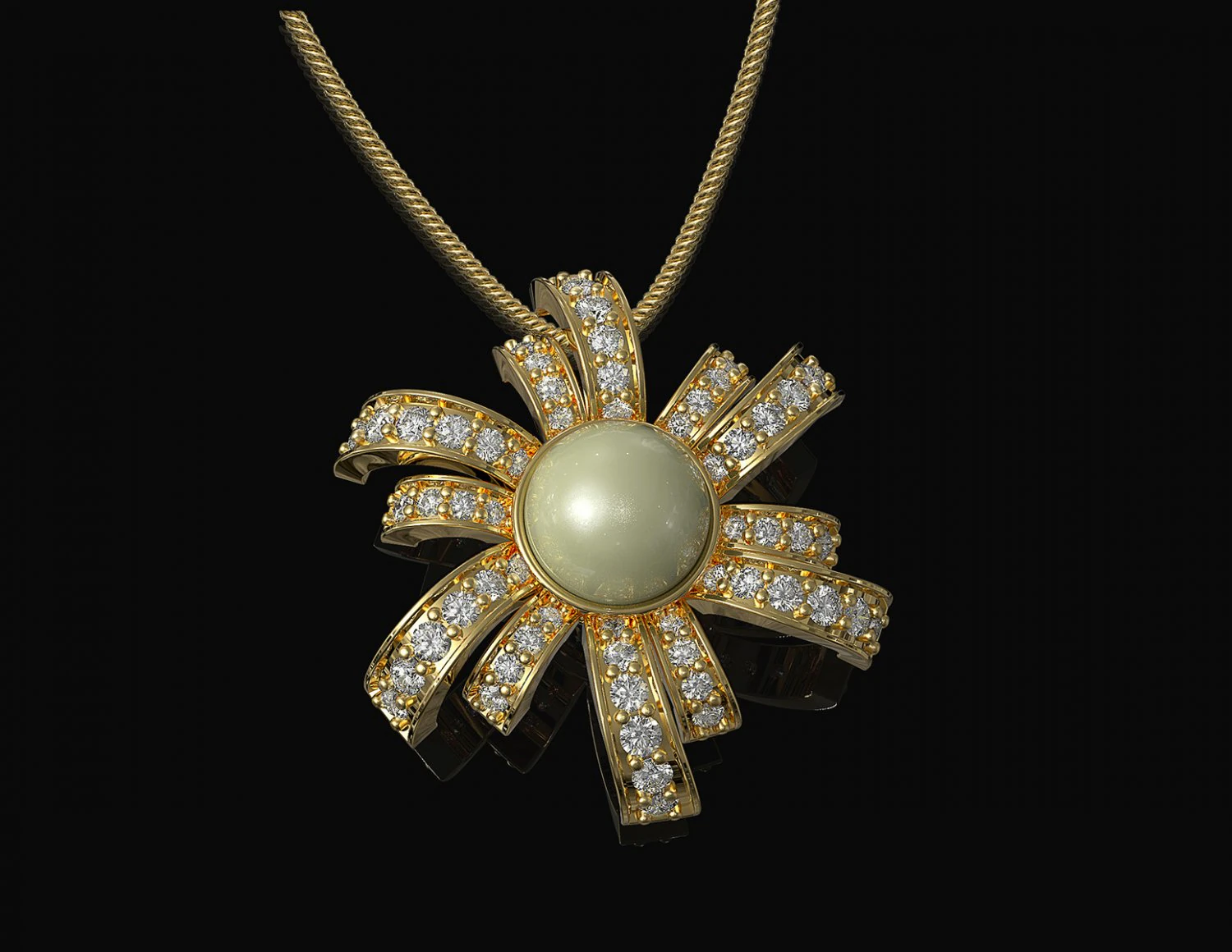 Pearl fan pendant 3D Print Model .c4d .max .obj .3ds .fbx .stl .blend 