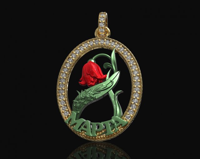 Mapta Rose pendant 3D-printmodel .c4d .max .obj .3ds .fbx .stl .blend 