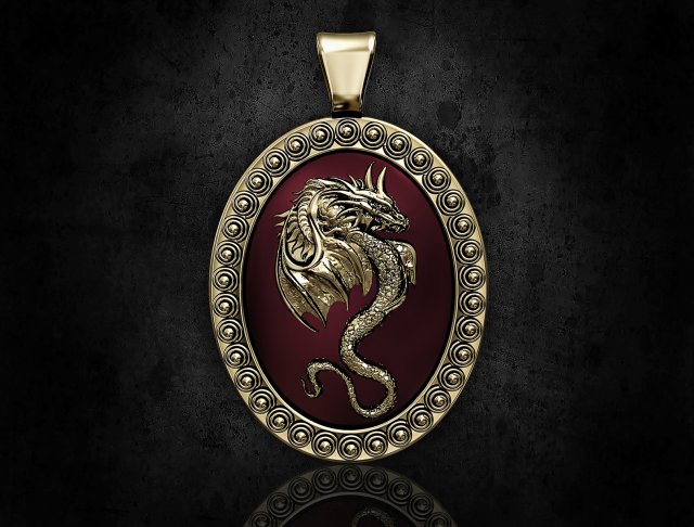 Dragon oval pendant Modèles 3D en vedette .c4d .max .obj .3ds .fbx .stl .blend 