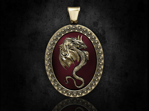 Dragon oval pendant 3D-printmodel