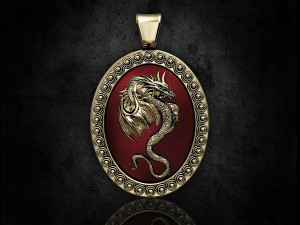Dragon oval pendant Modèles 3D en vedette