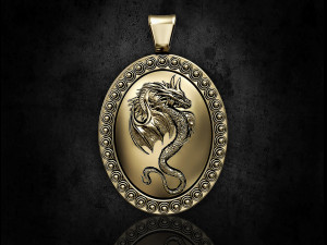 Dragon oval pendant Modèles 3D en vedette