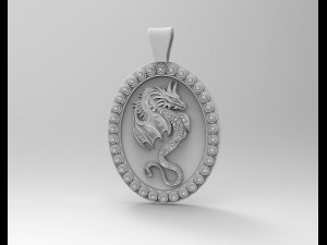Dragon oval pendant Modèles 3D en vedette