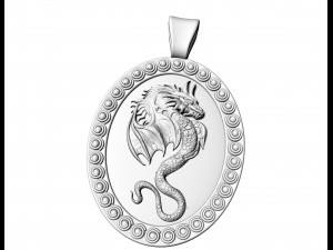 Dragon oval pendant Modèles 3D en vedette