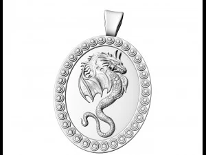 Овальний кулон дракона 3D Принт Модель