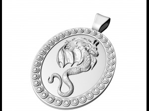 Dragon oval pendant Modèles 3D en vedette