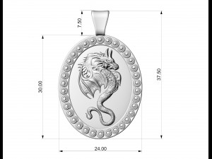 Dragon oval pendant Modèles 3D en vedette