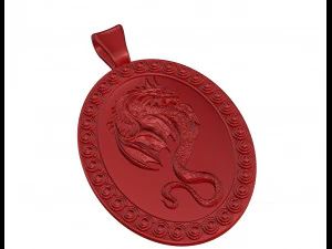 Овальний кулон дракона 3D Принт Модель