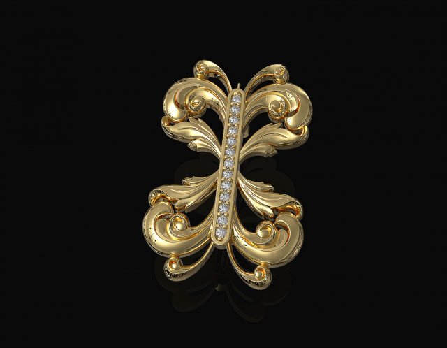 Brilliant fantasy brooch Modèles 3D en vedette .c4d .max .obj .3ds .fbx .stl .blend 