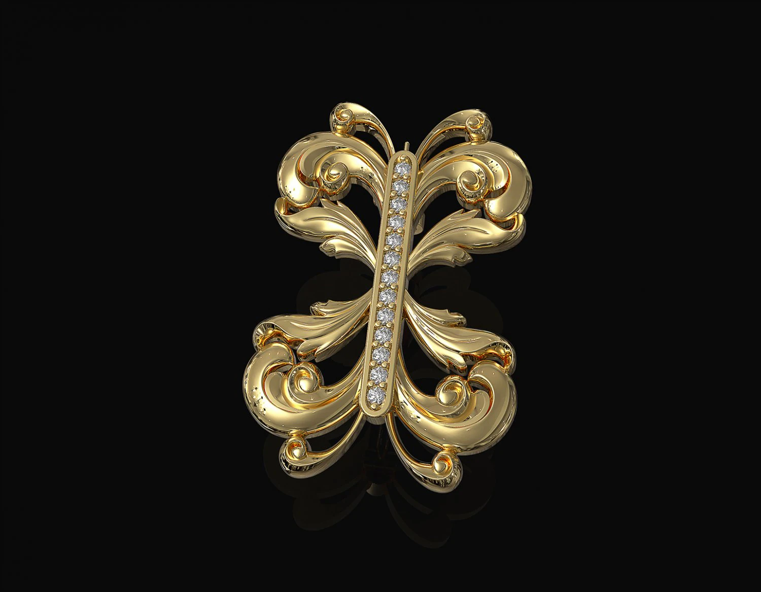 Brilliant fantasy brooch 3D Print Model .c4d .max .obj .3ds .fbx .stl .blend 